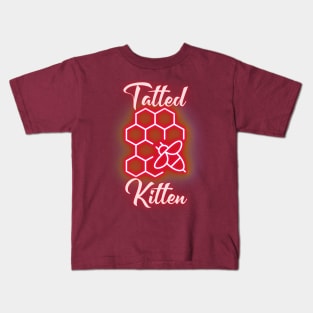 Tatted Kitten Red Kids T-Shirt